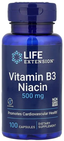 Vitamina B3 Niacin, 500 mg, 100 capsule, Life Extension