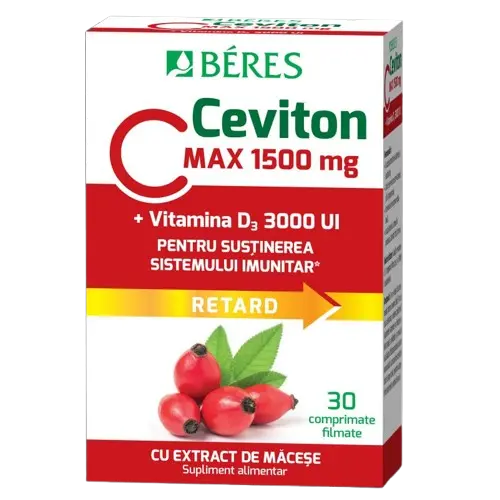 Vitamina C 1500 mg + Vitamina D3 3000 UI Ceviton, 30 comprimate filmate, Beres