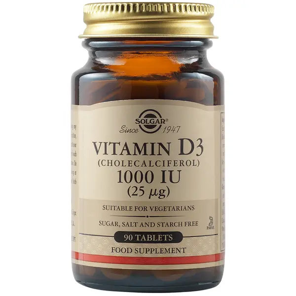 Vitamina D3 1000UI 25mcg, 90 tablete, Solgar