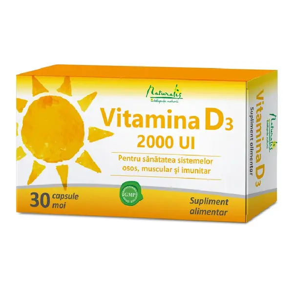 Vitamina D3 2000 UI, 30 capsule moi, Naturalis
