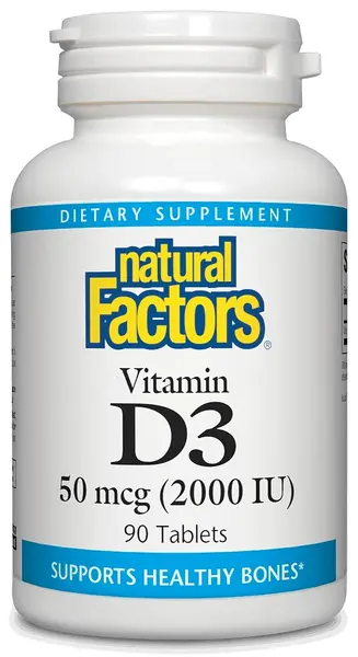 Vitamina D3, 2000 UI, 90 comprimate, Natural Factors