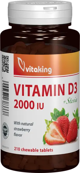 Vitamina D3 2000UI, 210 comprimate masticabile, Vitaking