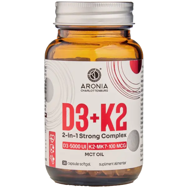 Vitamina D3+K2, 2-in-1 Strong Complex — doză foarte concentrată pentru sănătatea oaselor, dinților și mușchilor
