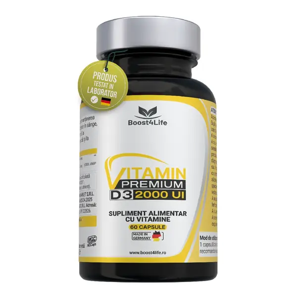 Vitamina D3 Premium 2000 UI, MGCaps®, 60 capsule vegetale, Boost4Life