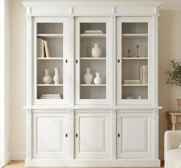 Vitrina cu 3 usi BAS + 3 usi sticla SUP, Colectia Directoire cu finisaj Vopsit
