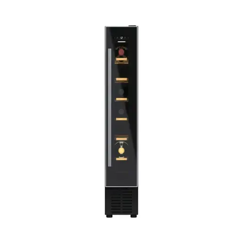 Vitrina de vinuri Hoover HWCB 15/1, 7 sticle, Clasa G, 6 rafturi, H 86.5 cm (Negru)