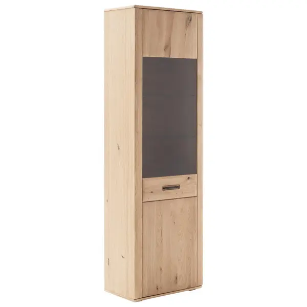 Vitrină, furniruit, masiv, stejar noduros, stejar rustic culoare lemn stejar
