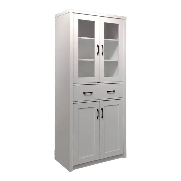 Vitrina-șifonier multifunctionala Nisso, Lemn, Alb, 80x40x184 cm