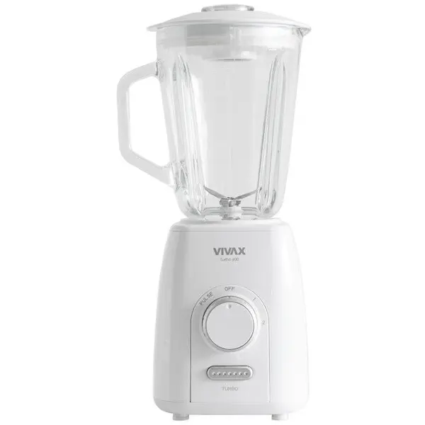 VIVAX Blender Vivax BL-600G, 600 W, capacitate 1, 5 L, borcan de sticla, 2 viteze, Alb
