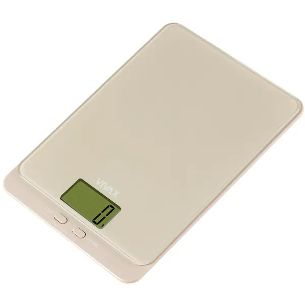 VIVAX Cantar de bucatarie KS-502G, ecran digital, 5 Kg, sticla securizata, Lunar Bej