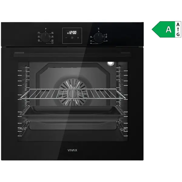 VIVAX Cuptor incorporabil VIVAX BO-808BFD G, Electric, Clasa A,Capacitate 80 l, 7 programe + Lumina, Grill, Convectie, Dezghetare, 2500W, Afisaj LCD digital, Timer, Child Lock, Butoane PiPo, Ventilatie tangentiala de racire, Usa dubla din sticla, Negru