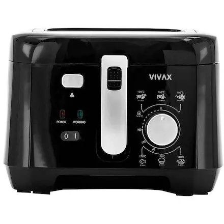 VIVAX Friteuza Vivax DF-1800B, Putere 1800W, Capacitate 2, 5 Kg, termostat variabil, maner multifunctional, Negru