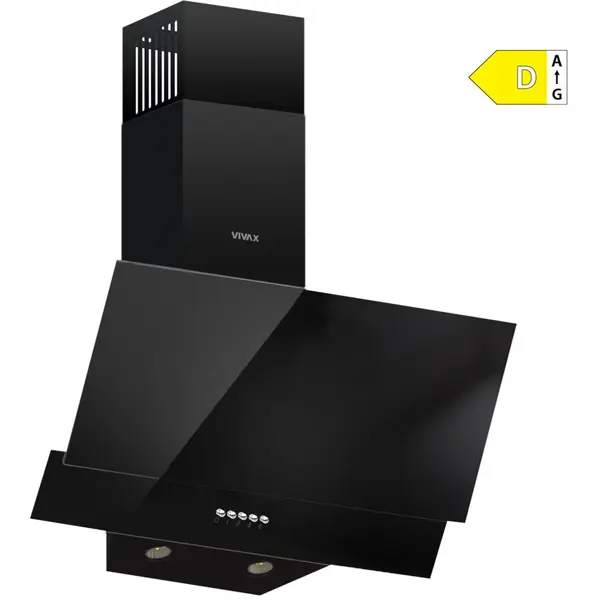 VIVAX Hota decorativa Vivax CHO‑60CSD115T GB, 59,5 cm, 115 W, 1 motor, 3 trepte de putere, filtru aluminiu lavabil, iluminare LED, Sticla Neagra