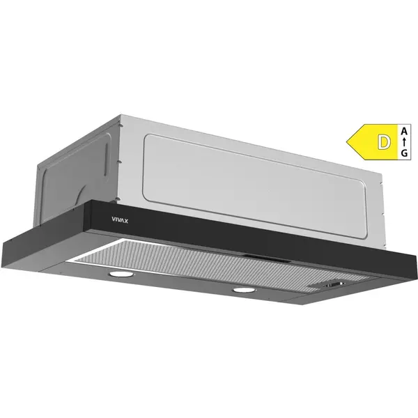 VIVAX Hota telescopica Vivax CHO‑60PT100T B, 59,5 cm, 100 W, 2 trepte, filtru aluminiu lavabil, iluminare LED, Negru
