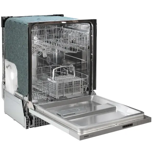 VIVAX Masina de spalat vase incorporabila VIVAX DWB-601252C, 12 Seturi, 6 Programe, Clasa E, Eco, Doua cosuri, Spalare 360°, Intensiv, Quick Wash, Half load, Control cu iluminare LED, Protectie overflow, 60cm, Inox