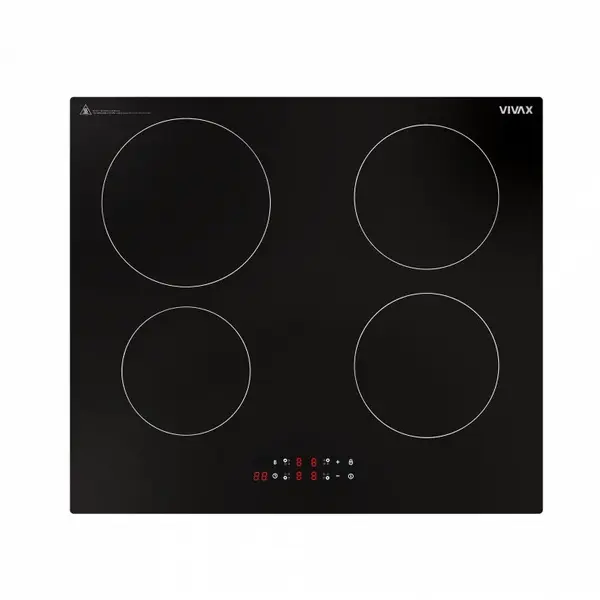 VIVAX Plita incorporabila Vivax BH-04MIN, Inductie, Patru zone de gatit, Boost, Control touch, Timer, Putere maxima 8100 W, Timer digital, Setari putere in 9 trepte, Protectie copii, Indicator caldura reziduala, Sticla securizata, 60 cm, Negru