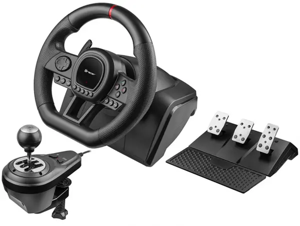 Volan cu pedale Tracer - SlimRacer 6 in 1, cu transmisie manuală, negru