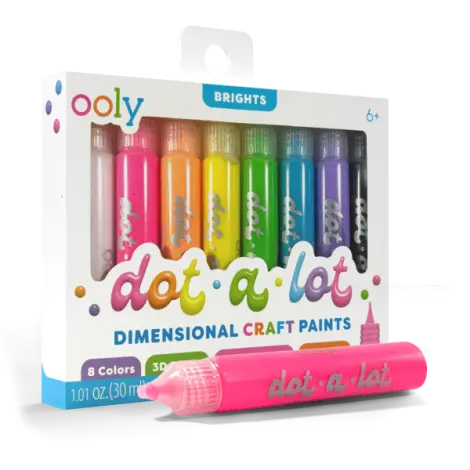 Vopsea 3D pentru tehnica punctului , Dot-a-Lot, set de 8 culori Brights