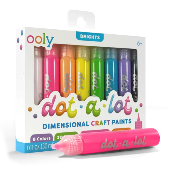 Vopsea 3D pentru tehnica punctului - Dot-a-Lot, set de 8 culori Brights