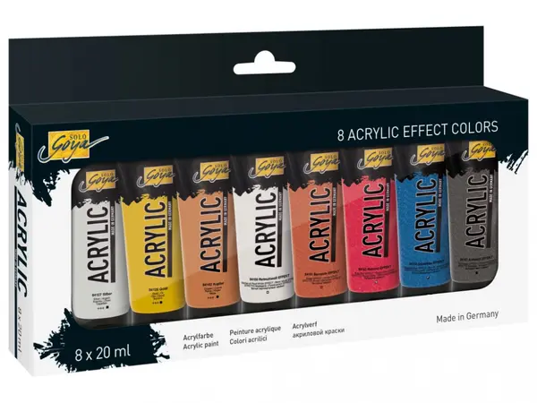 Vopsea acrilica Solo Goya Effect Colors, set 8 buc x 20 ml