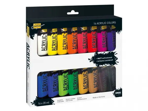 Vopsea acrilica Solo Goya, set 16 buc x 20 ml