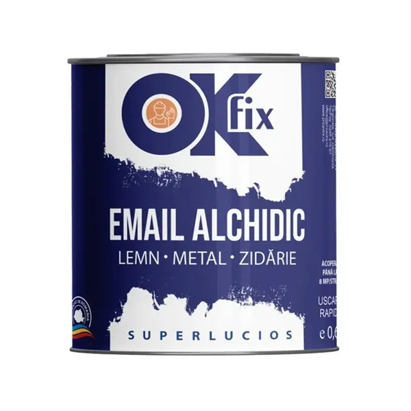 Vopsea Alchidica pentru Uz General 0.6l, Alb, Ok Fix