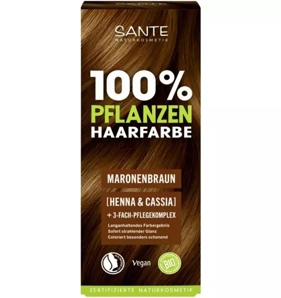 Vopsea bio pentru par, pe baza de plante, castaniu-maroniu, 100g