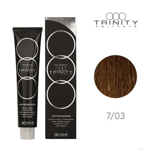Vopsea crema pentru par COT Trinity Haircare 7/03 Blond mediu auriu natural, 90 ml