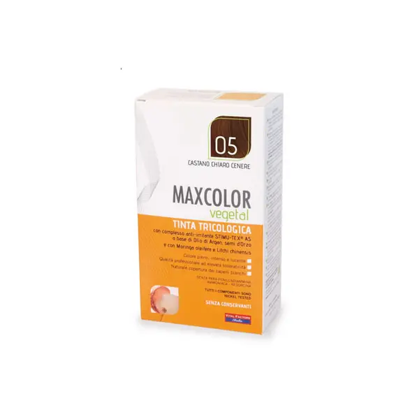 Vopsea de Păr MaxColor Vegetal 05 CASTANIU CENUȘIU (140 ml), Farmaderbe