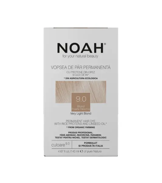 Vopsea de par naturala Blond foarte deschis (9.0), 140ml, Noah