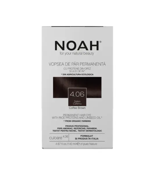 Vopsea de par naturala Saten cafeniu (4.06), 140ml, Noah