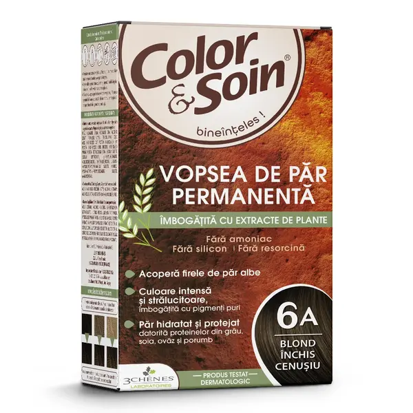 Vopsea de par nuanta 6A blond inchis cenusiu, Color&Soin