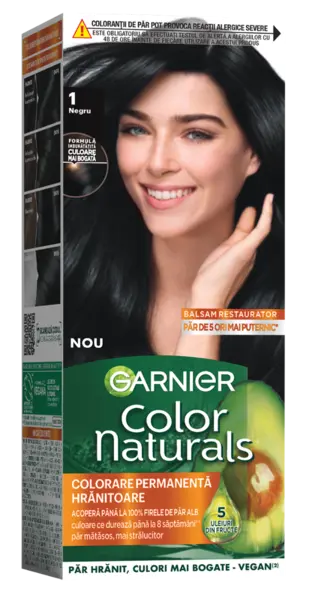 Vopsea de par permanenta Color Naturals 1 Negru, 112ml, Garnier