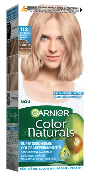 Vopsea de par permanenta Color Naturals 112 Blond Super Deschis Argintiu, 112ml, Garnier