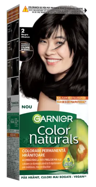 Vopsea de par permanenta Color Naturals 2.0 Negru Abanos, 112ml, Garnier