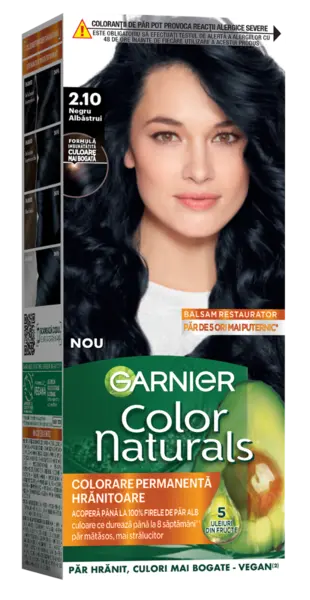 Vopsea de par permanenta Color Naturals 2.10 Negru Albastrui, 112ml, Garnier