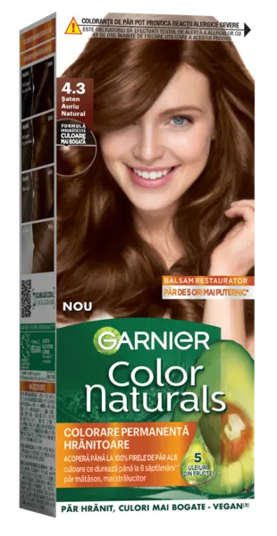 Vopsea de par permanenta Color Naturals 4.3 Saten Auriu Natural, 112ml, Garnier