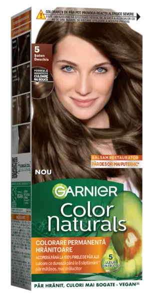 Vopsea de par permanenta Color Naturals 5 Saten Deschis, 112ml, Garnier
