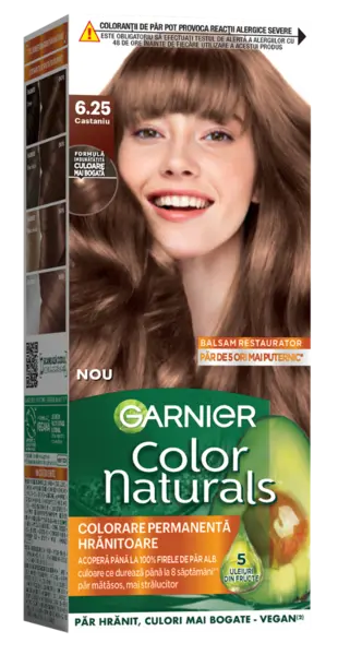 Vopsea de par permanenta Color Naturals 6.25 Castaniu, 112ml, Garnier