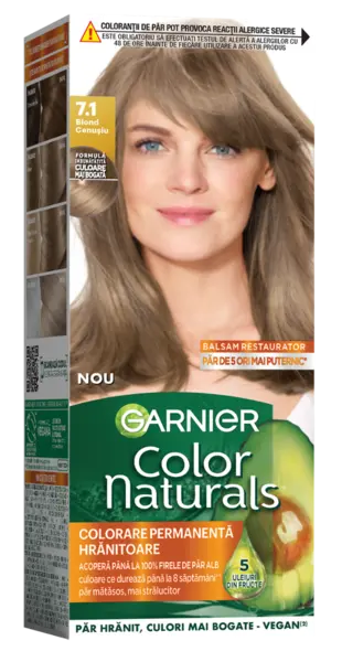 Vopsea de par permanenta Color Naturals 7.1 Blond Cenusiu, 112ml, Garnier