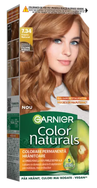 Vopsea de par permanenta Color Naturals 7.34 Cupru Natural, 112ml, Garnier