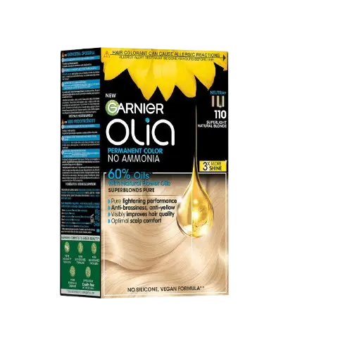 Vopsea de par permanenta fara amoniac 110 Super Light Natural Blonde Olia, 174ml, Garnier