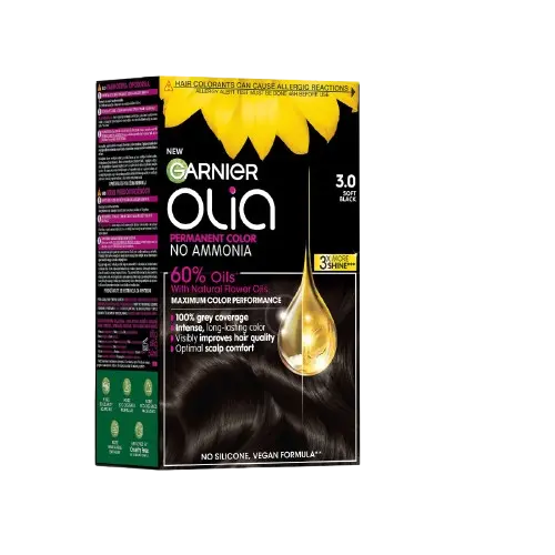 Vopsea de par permanenta fara amoniac 3.0 Soft Black Olia , 174ml, Garnier