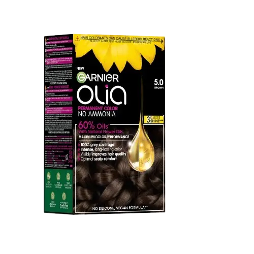 Vopsea de par permanenta fara amoniac 5.0 Brown Olia, 174ml, Garnier
