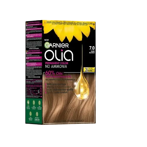 Vopsea de par permanenta fara amoniac 7.0 Dark Blonde Olia, 174ml, Garnier