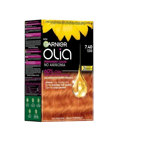 Vopsea de par permanenta fara amoniac 7.40 Intense Copper Olia, 174ml, Garnier