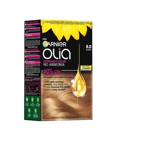 Vopsea de par permanenta fara amoniac 8.0 Blonde Olia, 174ml, Garnier
