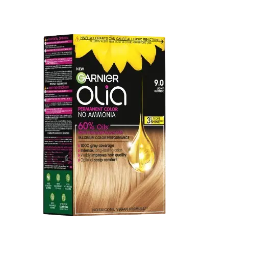 Vopsea de par permanenta fara amoniac Olia 9.0 Light Blonde, 174ml, Garnier