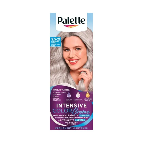Vopsea de Par Permanenta Palette Intensive Color Creme 9.5-21 Blond Argintiu Luminos, 110 ml
