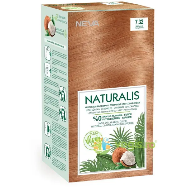 Vopsea de Par Vegana, fara Amoniac Blond Miere 7.32 Naturalis Neva 150ml